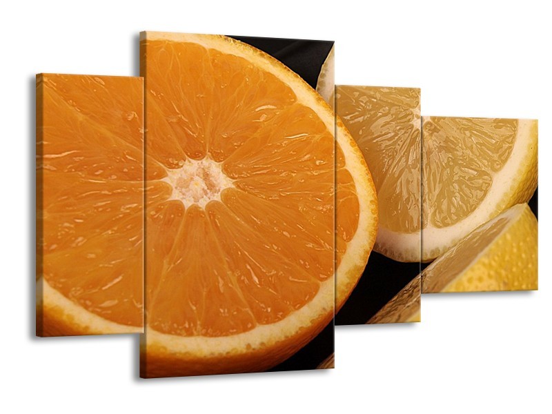 Glas schilderij Keuken | Geel, Oranje, Bruin | 120x75cm 4Luik