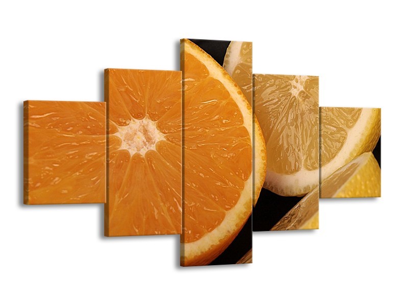 Glas schilderij Keuken | Geel, Oranje, Bruin | 125x70cm 5Luik