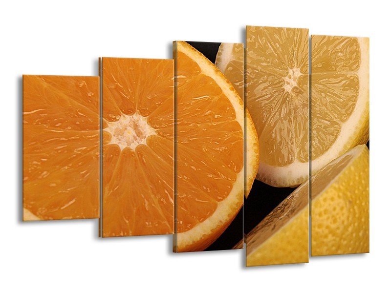 Canvas schilderij Keuken | Geel, Oranje, Bruin | 150x100cm 5Luik