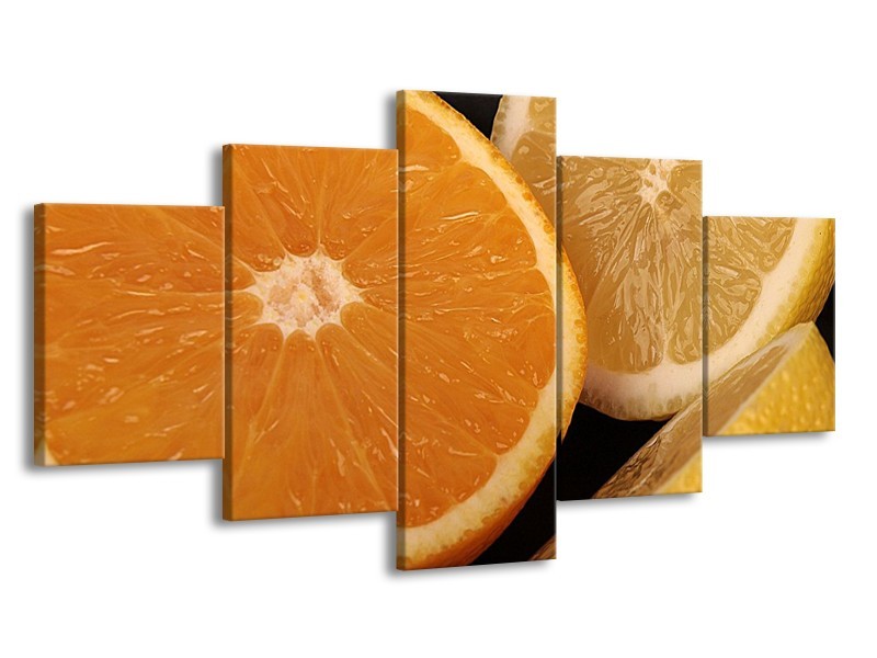 Canvas schilderij Keuken | Geel, Oranje, Bruin | 150x80cm 5Luik