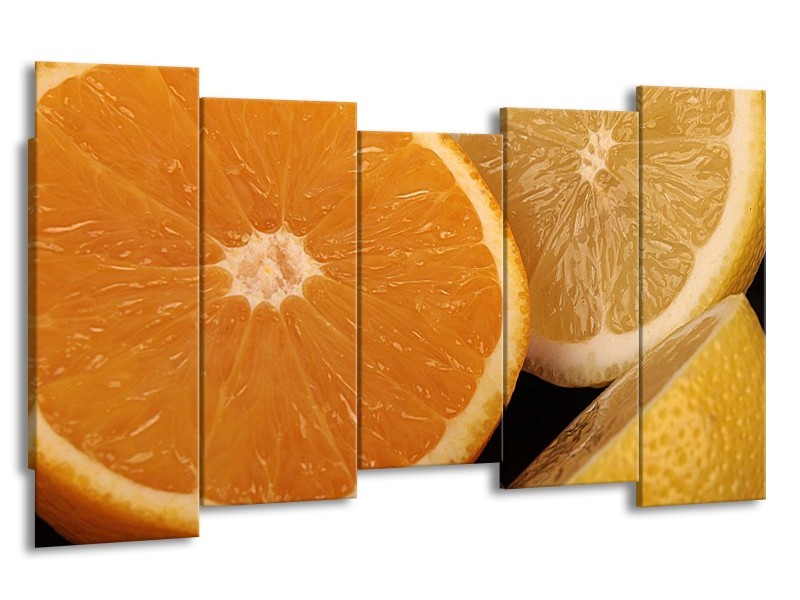 Canvas schilderij Keuken | Geel, Oranje, Bruin | 150x80cm 5Luik