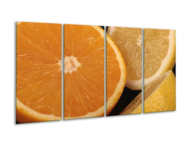 Canvas schilderij Keuken | Geel, Oranje, Bruin | 160x80cm 4Luik