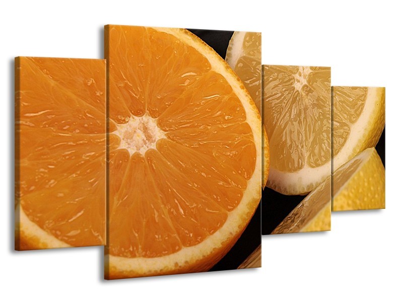 Canvas schilderij Keuken | Geel, Oranje, Bruin | 160x90cm 4Luik