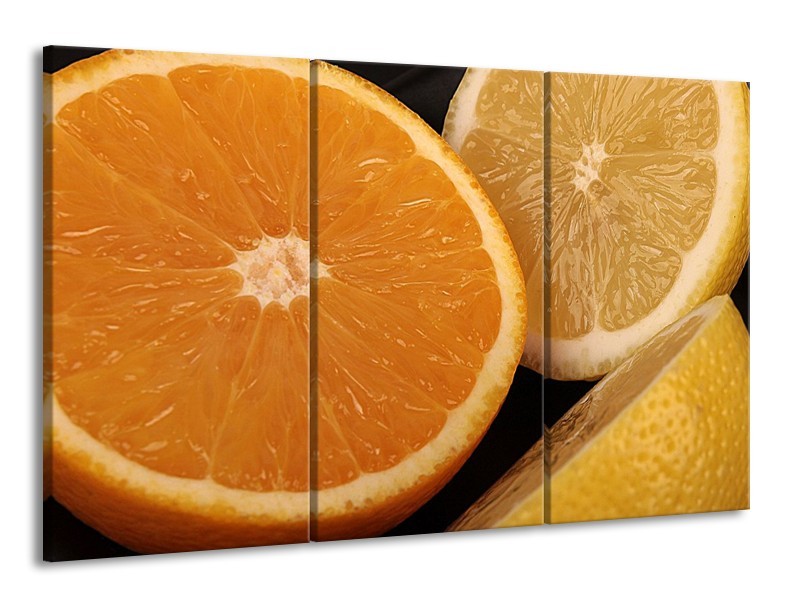 Canvas schilderij Keuken | Geel, Oranje, Bruin | 165x100cm 3Luik