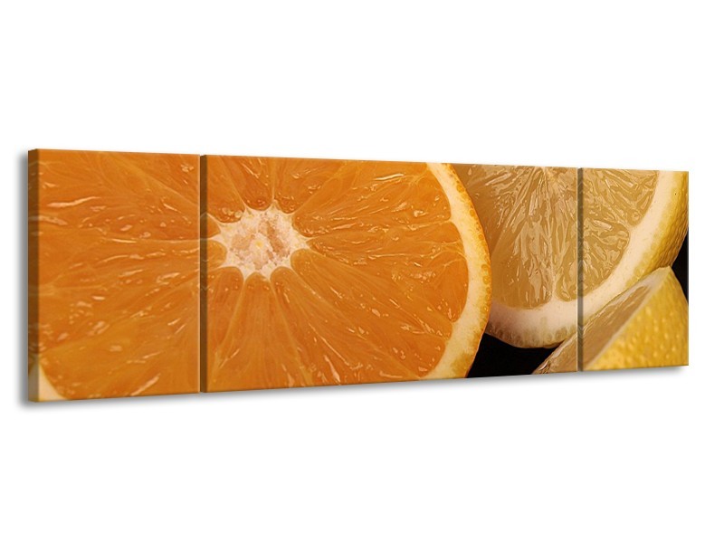 Canvas schilderij Keuken | Geel, Oranje, Bruin | 170x50cm 3Luik