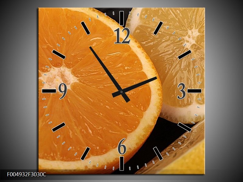 Klok schilderij Keuken | Geel, Oranje, Bruin | 30x30cm 1Luik