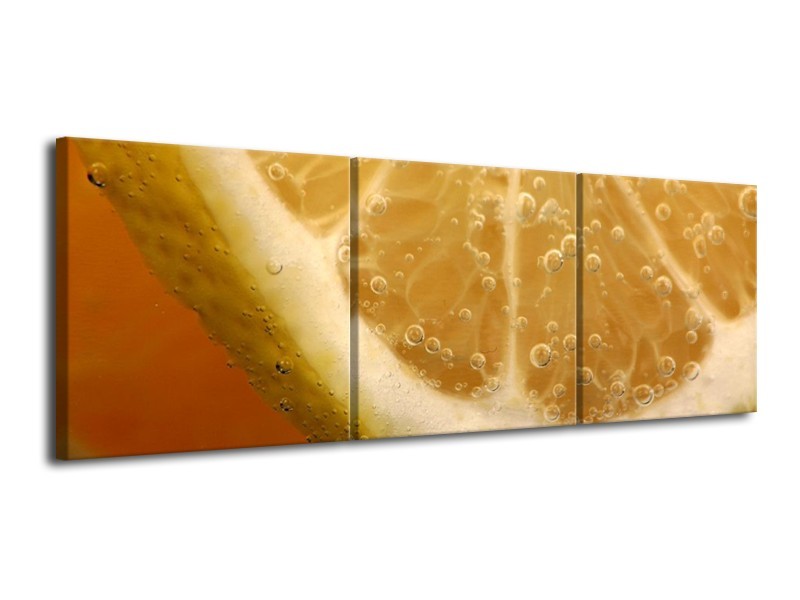 Canvas schilderij Keuken | Geel, Oranje, Bruin | 120x40cm 3Luik