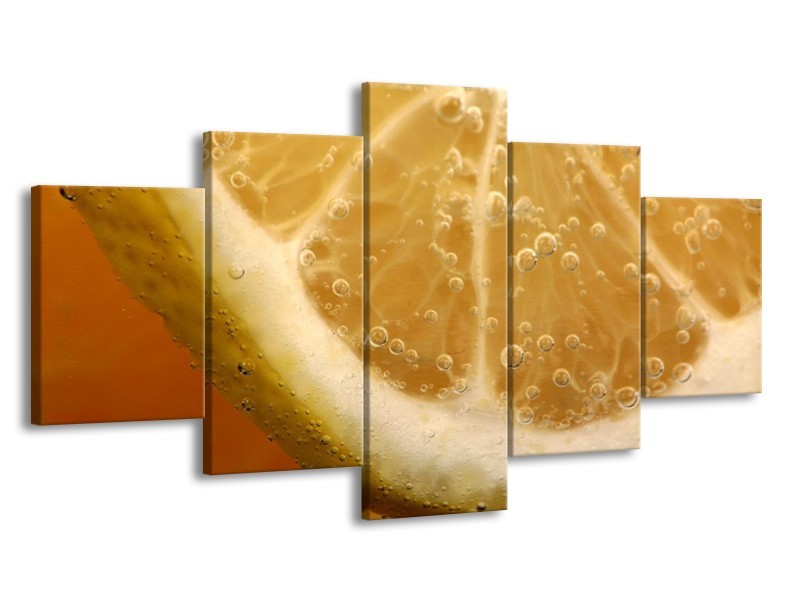 Canvas schilderij Keuken | Geel, Oranje, Bruin | 150x80cm 5Luik