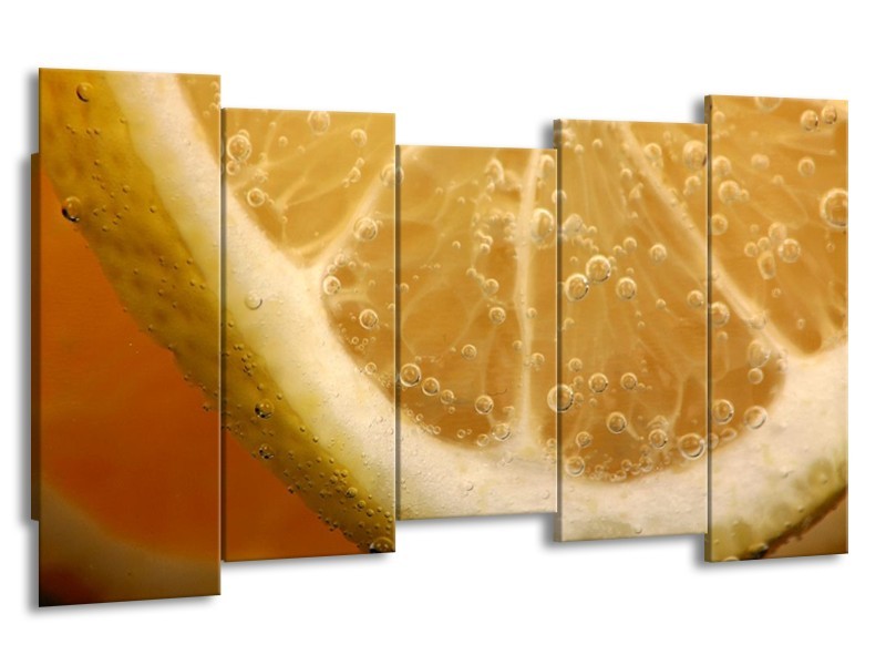 Canvas schilderij Keuken | Geel, Oranje, Bruin | 150x80cm 5Luik