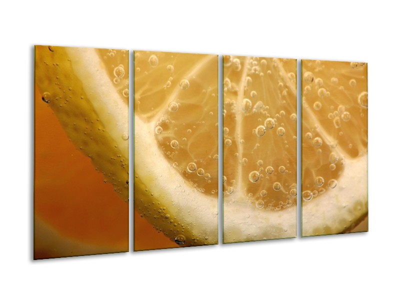 Canvas schilderij Keuken | Geel, Oranje, Bruin | 160x80cm 4Luik