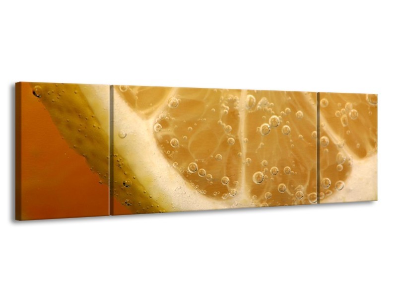 Canvas schilderij Keuken | Geel, Oranje, Bruin | 170x50cm 3Luik