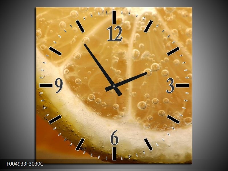 Klok schilderij Keuken | Geel, Oranje, Bruin | 30x30cm 1Luik