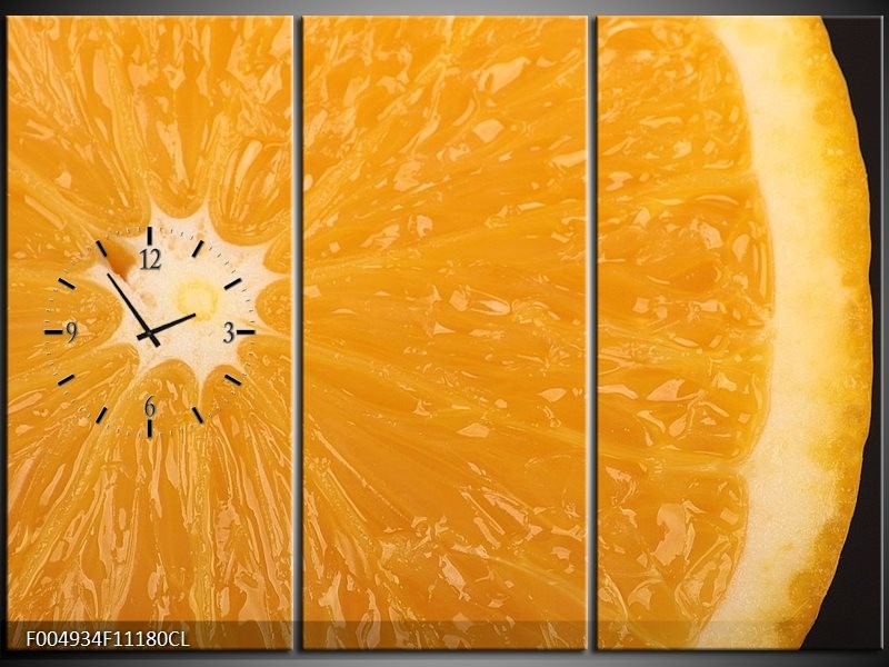 Klok schilderij Keuken | Geel, Oranje, Bruin | 111x80cm 3Luik