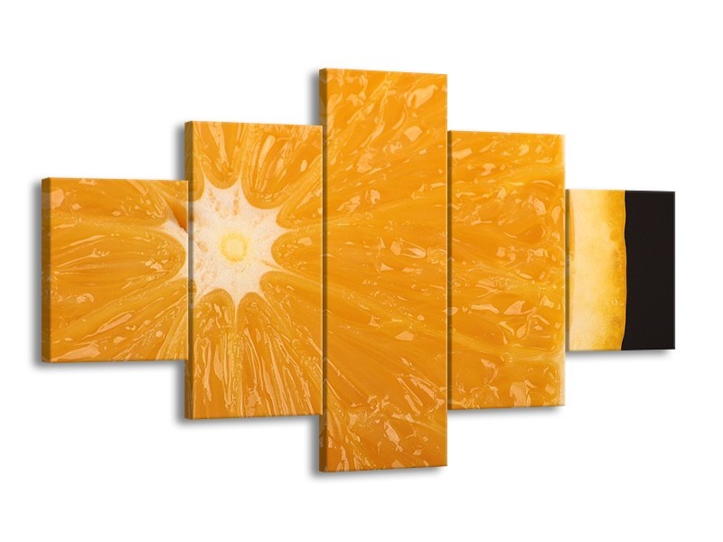 Canvas schilderij Keuken | Geel, Oranje, Bruin | 125x70cm 5Luik