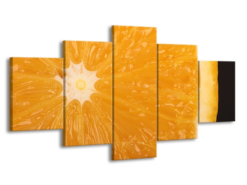 Canvas schilderij Keuken | Geel, Oranje, Bruin | 150x80cm 5Luik