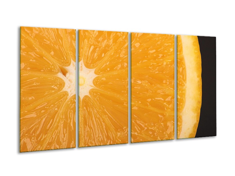 Canvas schilderij Keuken | Geel, Oranje, Bruin | 160x80cm 4Luik