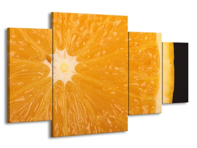 Canvas schilderij Keuken | Geel, Oranje, Bruin | 160x90cm 4Luik