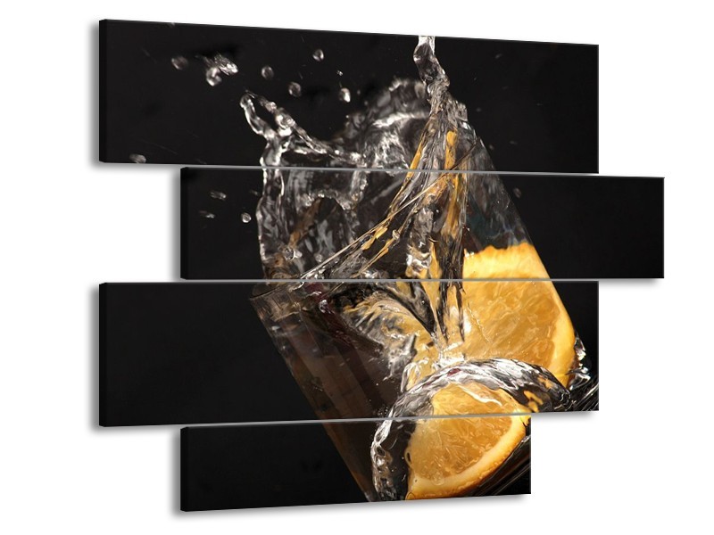 Canvas schilderij Keuken | Geel, Wit, Zwart | 115x85cm 4Luik