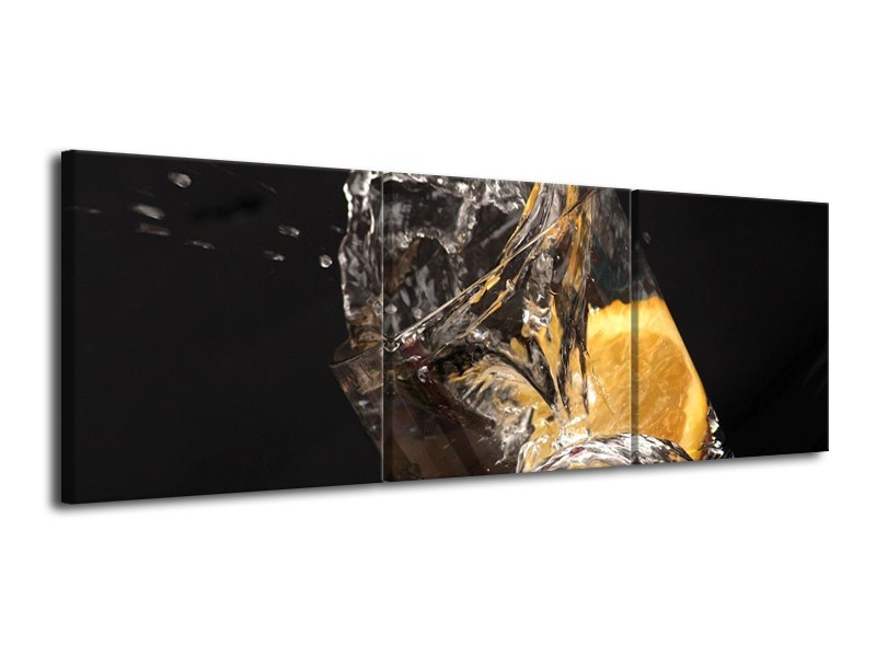 Canvas schilderij Keuken | Geel, Wit, Zwart | 120x40cm 3Luik