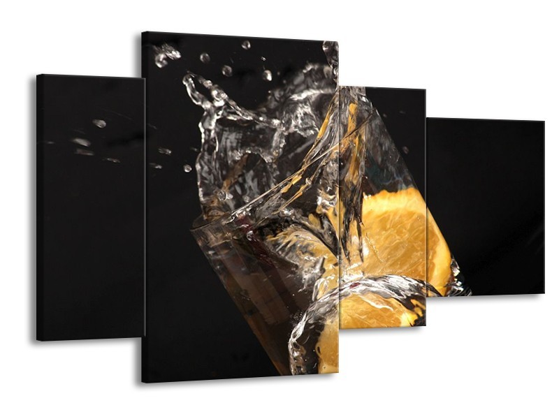Canvas schilderij Keuken | Geel, Wit, Zwart | 120x75cm 4Luik