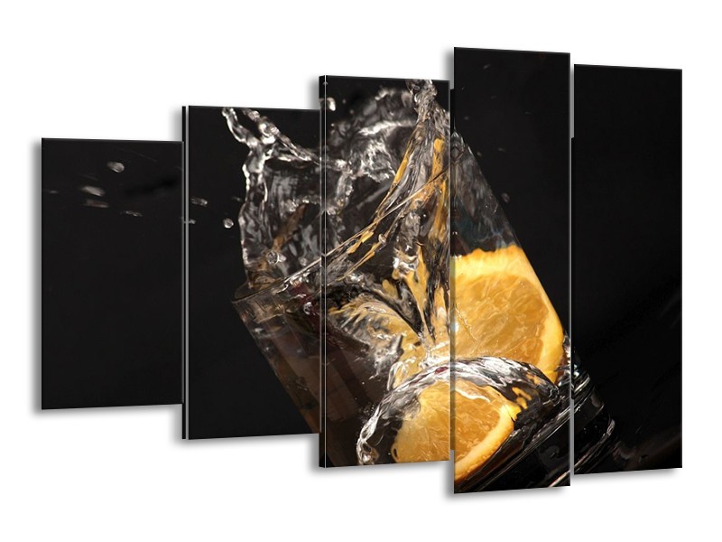 Canvas schilderij Keuken | Geel, Wit, Zwart | 150x100cm 5Luik