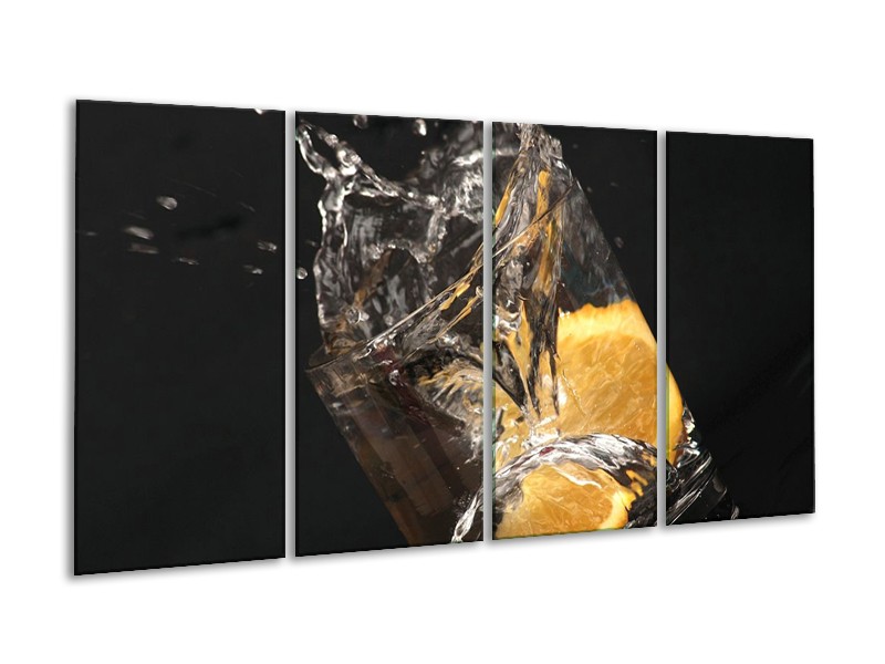 Canvas schilderij Keuken | Geel, Wit, Zwart | 160x80cm 4Luik