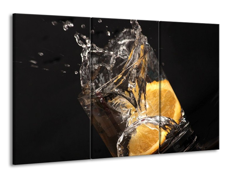 Canvas schilderij Keuken | Geel, Wit, Zwart | 165x100cm 3Luik