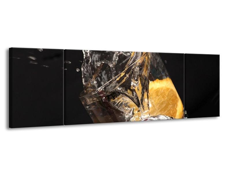 Canvas schilderij Keuken | Geel, Wit, Zwart | 170x50cm 3Luik