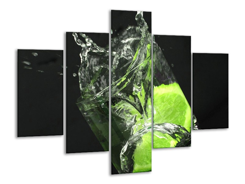 Canvas schilderij Keuken | Groen, Wit, Zwart | 100x70cm 5Luik