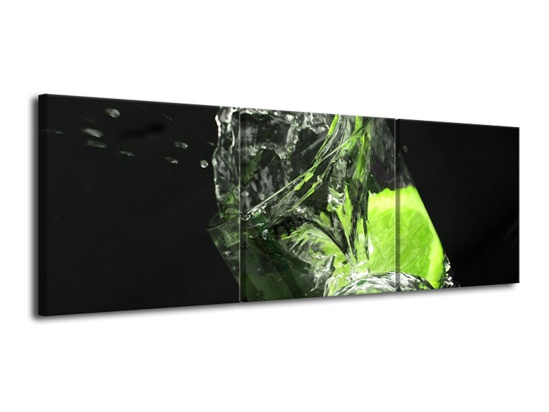 Canvas schilderij Keuken | Groen, Wit, Zwart | 120x40cm 3Luik