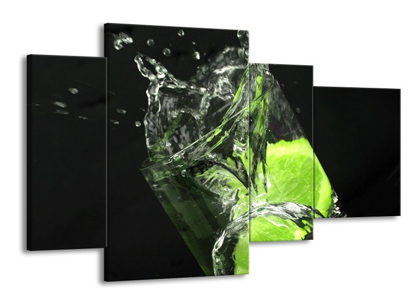 Canvas schilderij Keuken | Groen, Wit, Zwart | 120x75cm 4Luik