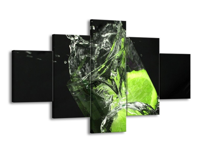 Canvas schilderij Keuken | Groen, Wit, Zwart | 125x70cm 5Luik