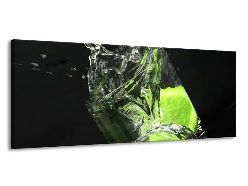 Glas schilderij Keuken | Groen, Wit, Zwart | 145x58cm 1Luik