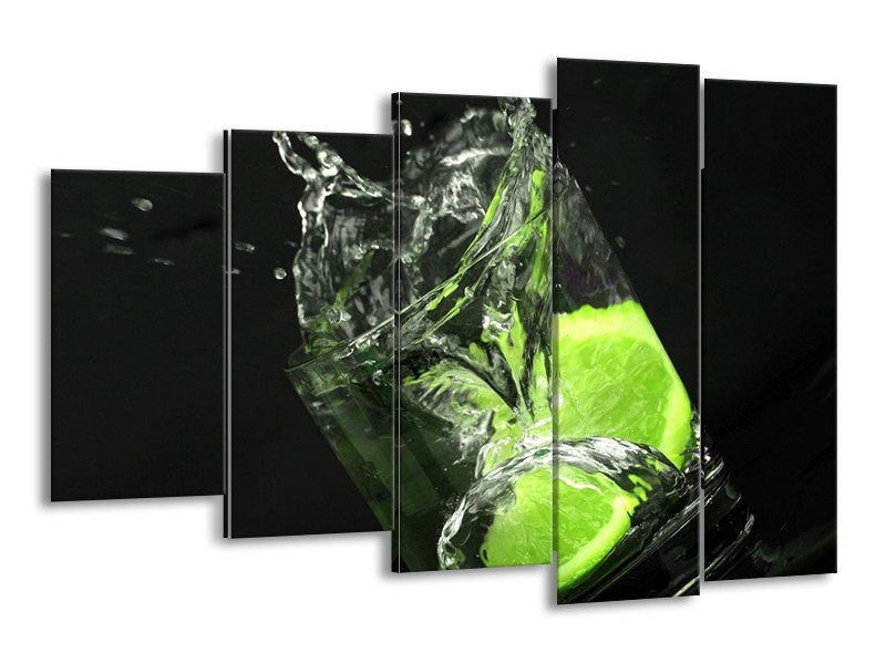 Canvas schilderij Keuken | Groen, Wit, Zwart | 150x100cm 5Luik