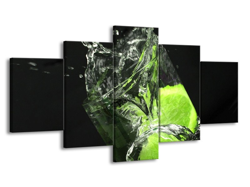 Canvas schilderij Keuken | Groen, Wit, Zwart | 150x80cm 5Luik
