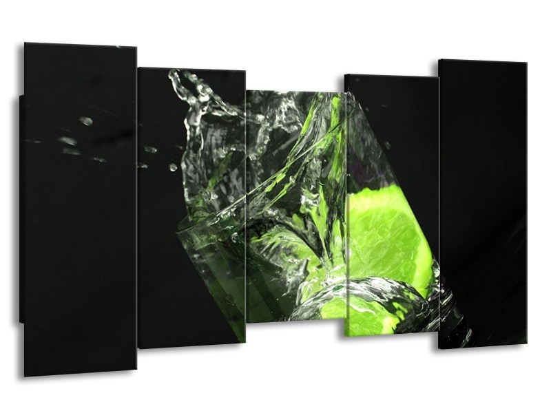 Canvas schilderij Keuken | Groen, Wit, Zwart | 150x80cm 5Luik