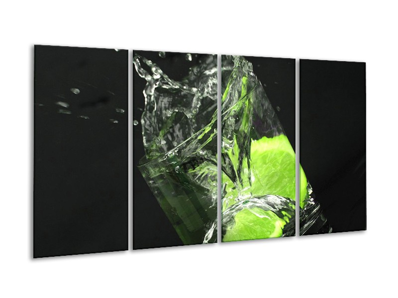 Canvas schilderij Keuken | Groen, Wit, Zwart | 160x80cm 4Luik