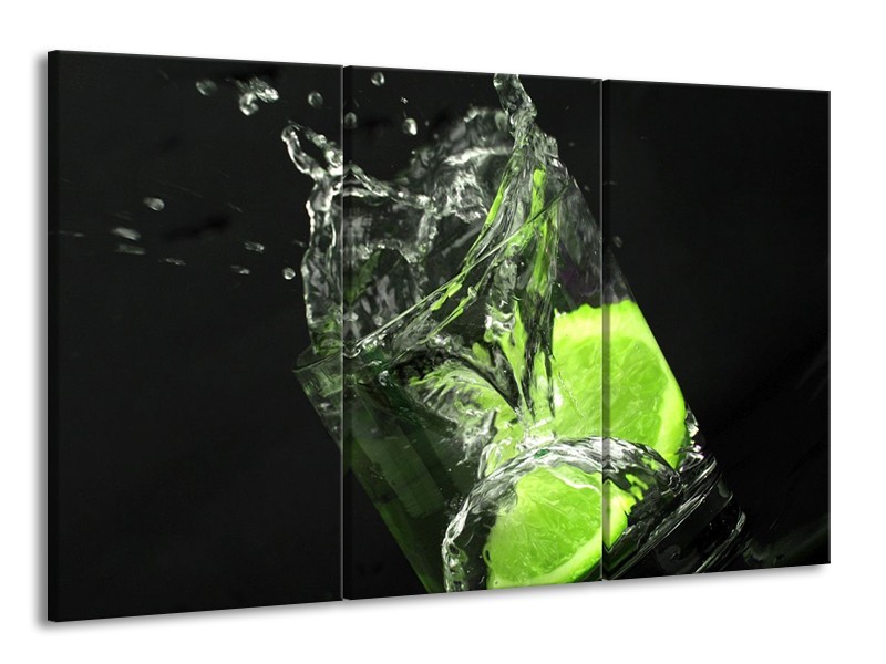 Canvas schilderij Keuken | Groen, Wit, Zwart | 165x100cm 3Luik