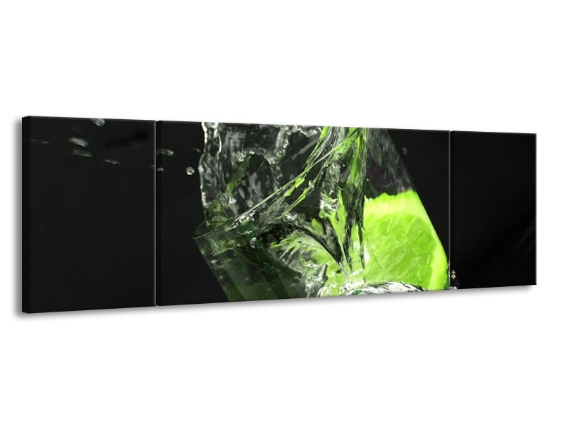 Canvas schilderij Keuken | Groen, Wit, Zwart | 170x50cm 3Luik