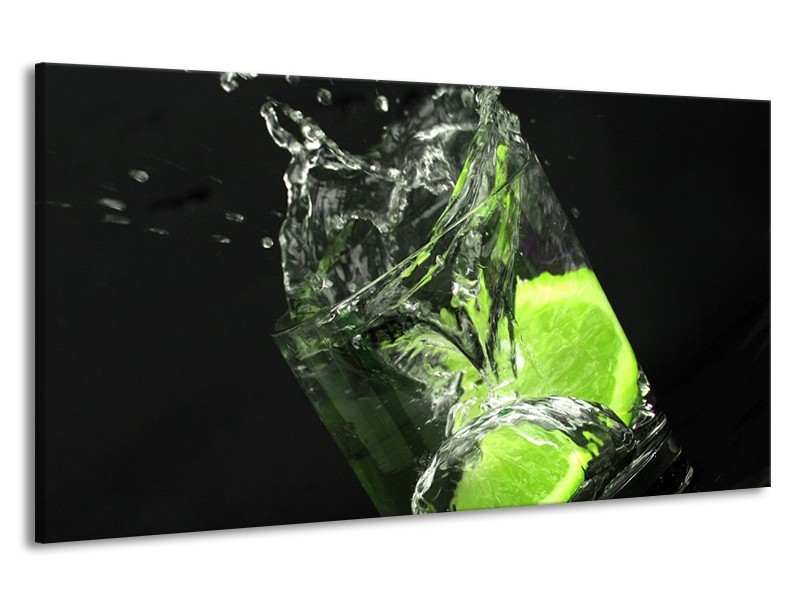Canvas schilderij Keuken | Groen, Wit, Zwart | 190x100cm 1Luik