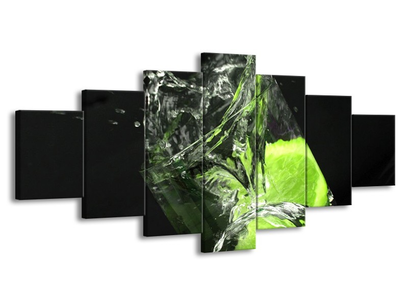 Canvas schilderij Keuken | Groen, Wit, Zwart | 210x100cm 7Luik