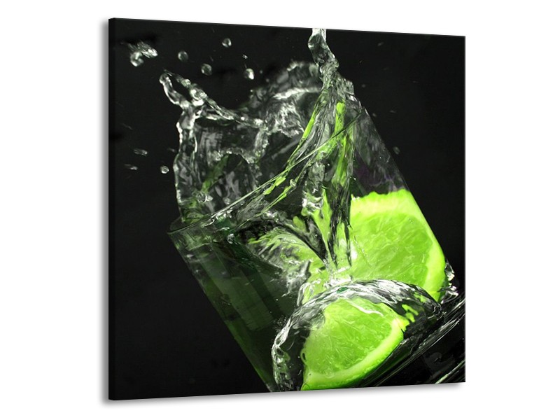 Canvas schilderij Keuken | Groen, Wit, Zwart | 70x70cm 1Luik