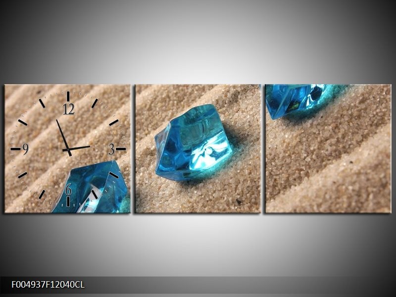 Klok schilderij Spa | Blauw, Bruin | 120x40cm 3Luik