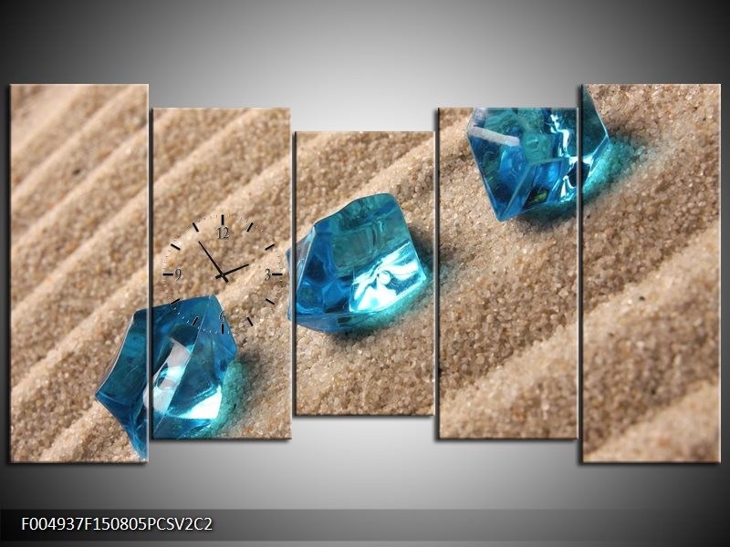 Klok schilderij Spa | Blauw, Bruin | 150x80cm 5Luik