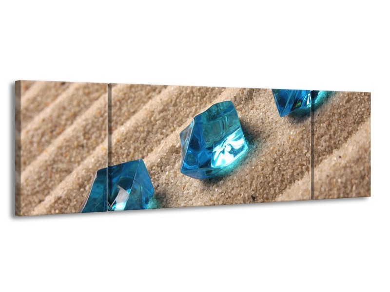 Canvas schilderij Spa | Blauw, Bruin | 170x50cm 3Luik