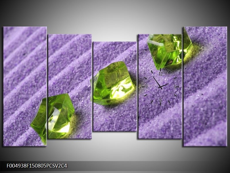 Klok schilderij Spa | Groen, Paars | 150x80cm 5Luik