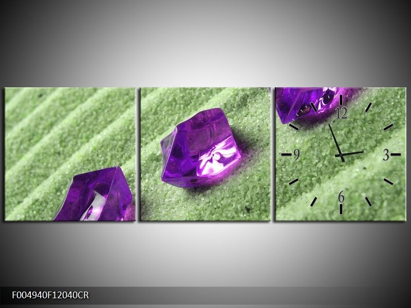 Klok schilderij Spa | Paars, Groen | 120x40cm 3Luik