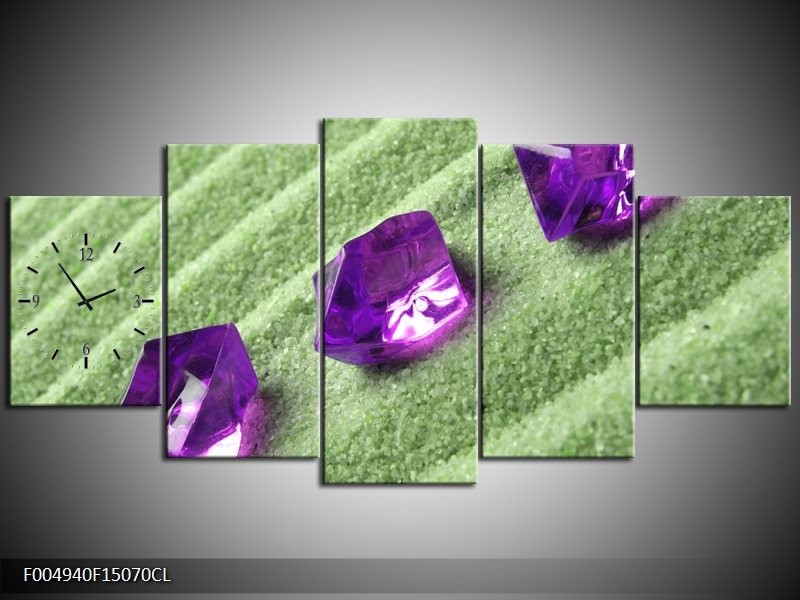 Klok schilderij Spa | Paars, Groen | 150x70cm 5Luik