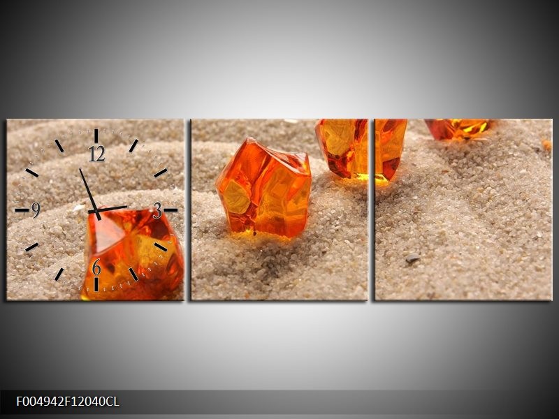 Klok schilderij Zand | Bruin, Geel, Oranje | 120x40cm 3Luik