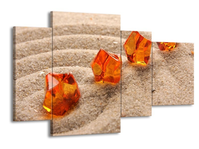 Canvas schilderij Zand | Bruin, Geel, Oranje | 120x75cm 4Luik